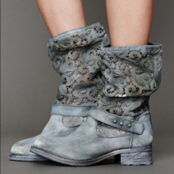 Free People Shoes - Free People Beau Crochet Boot Gray Distressed 38